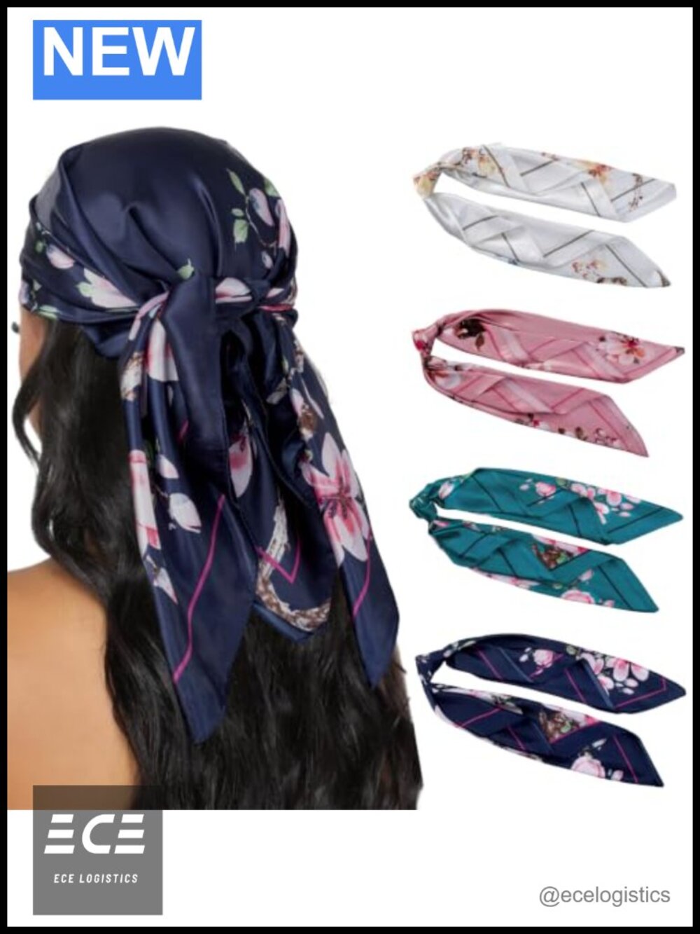 Satin Silk Head Scarf 35 Inch Large Square Hair Wrap Neck Scarf